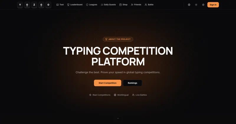 Tez yozish musobaqalari platformasi — yozgo.uz saytining ko‘rinishi